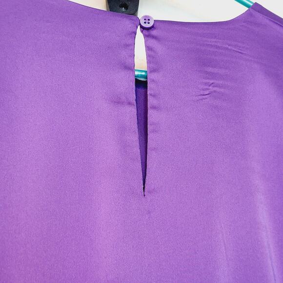 Chico's Purple Sumptuous Satin Bubble Top Chico's Size3 or US 16 Minimalist - Picture 9 of 13